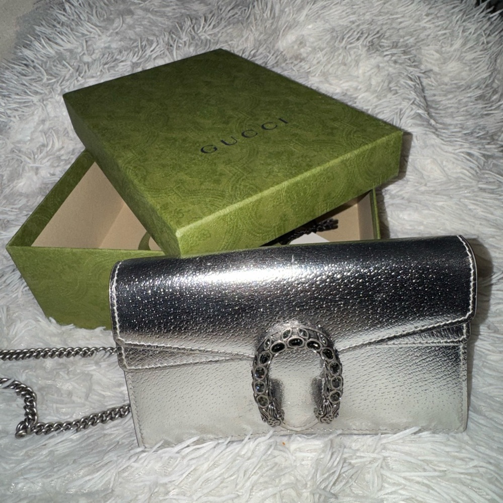 Gucci Metallic Silver Dionysus Mini Bag